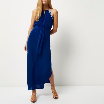 Blue embellished maxi dress